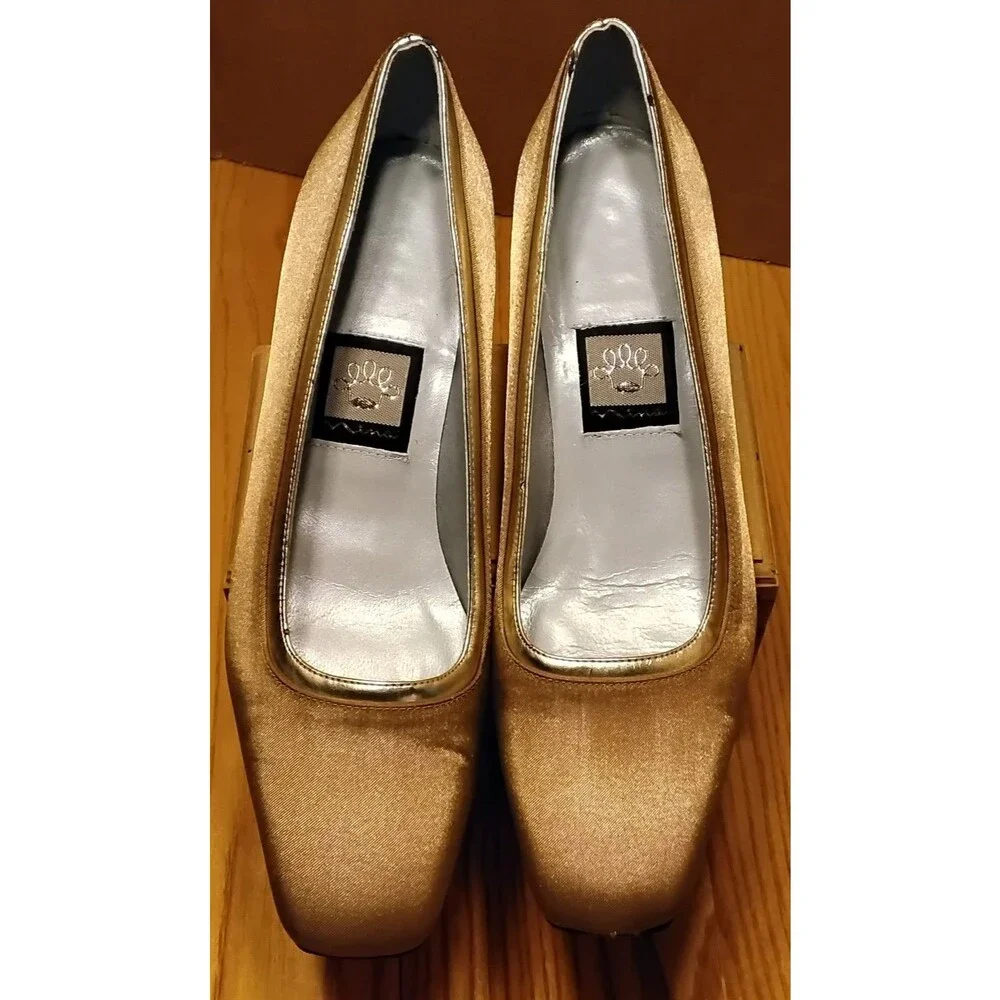 Vintage Women’s Nina Block Heel Dusty Gold Pumps Shoes 6.5 M